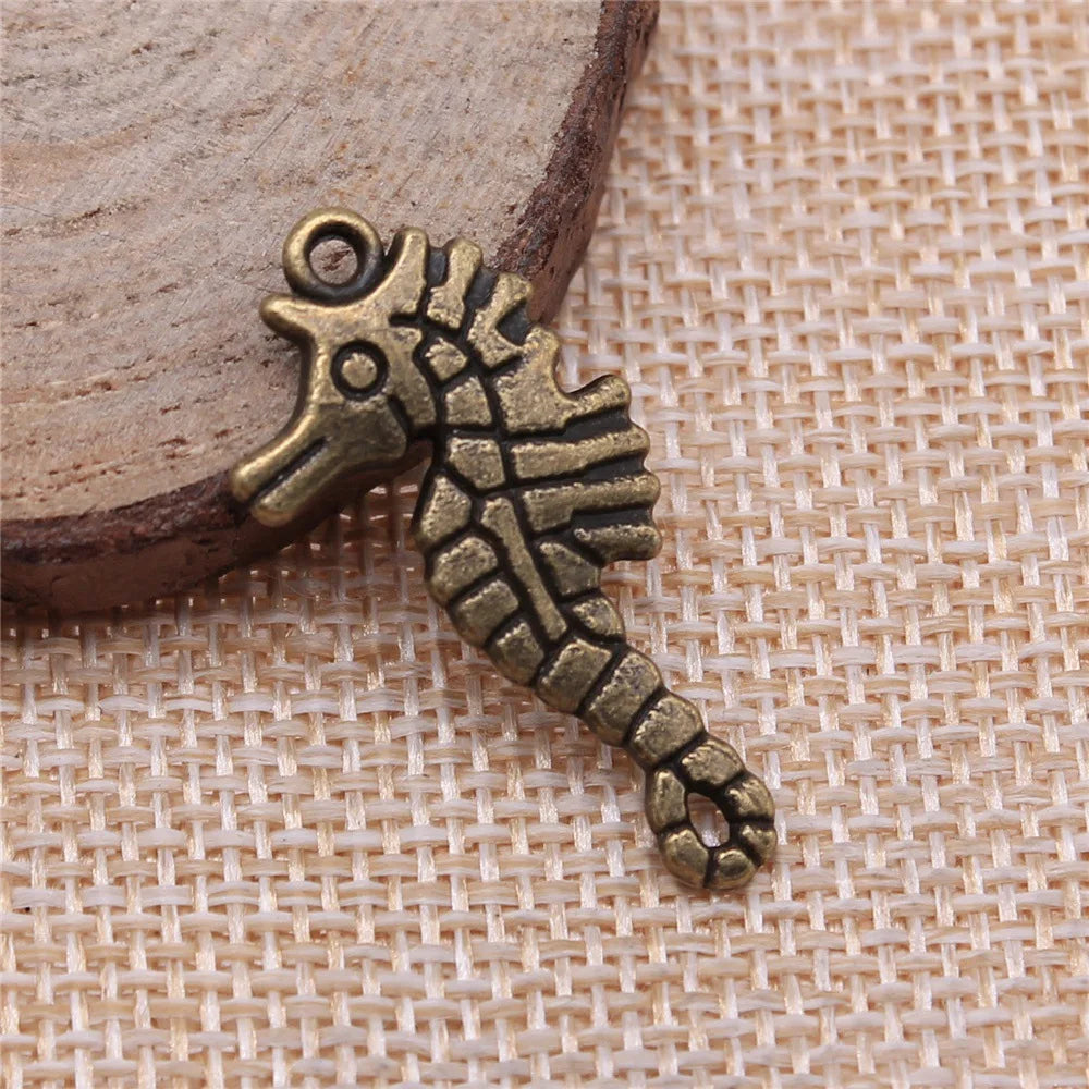 31x16mm 3g Multicolor Zinc Alloy Seahorse Charm Pendant for DIY Ocean Theme Jewelry Making