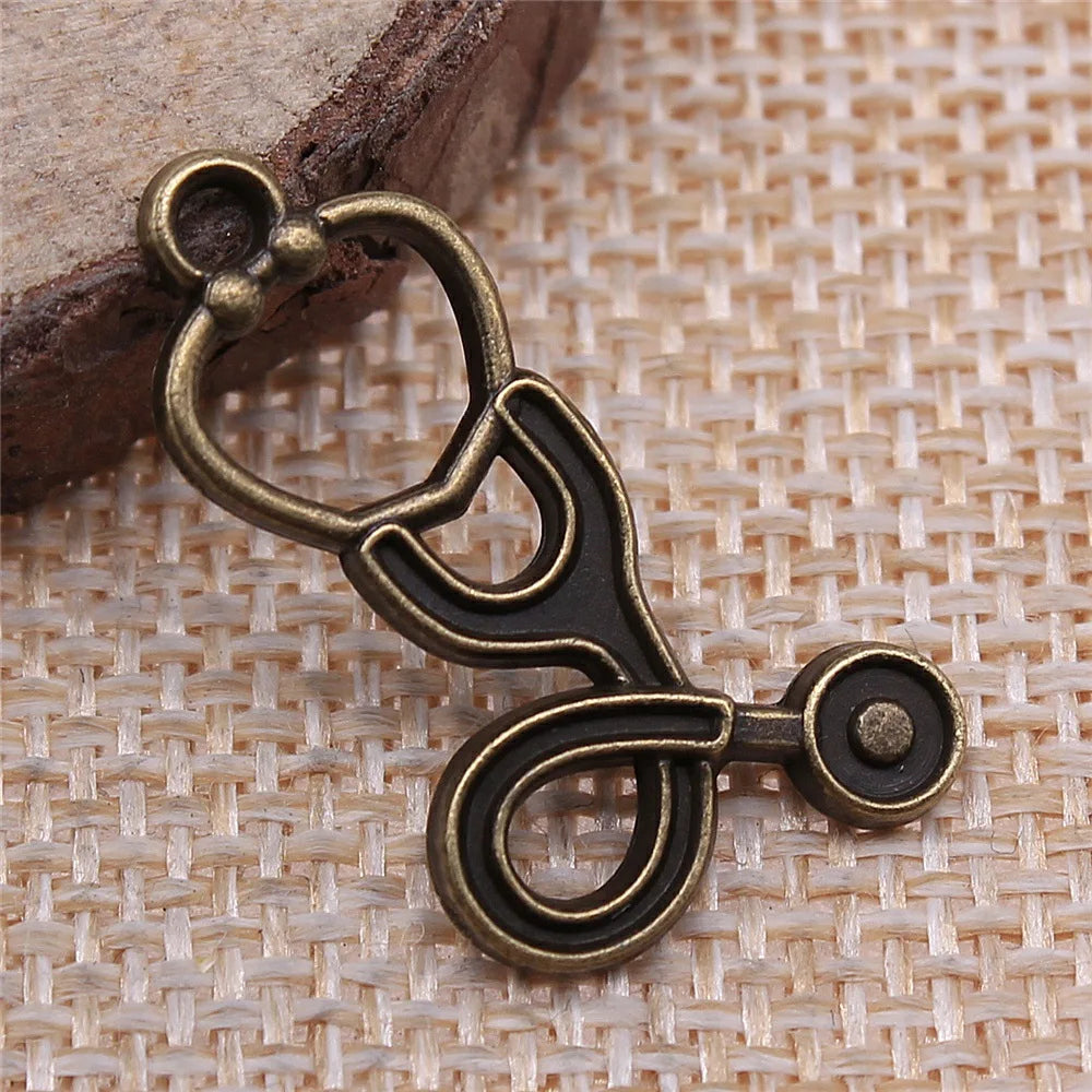 27x16mm 1.2g Multicolor Zinc Alloy Stethoscope Charm Pendant for DIY Medical Theme Jewelry Making