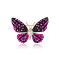 Elegant Black Enamel Butterfly Brooch With Pink Rhinestones And Pearl, Women's Lapel Pin Suit Accessory