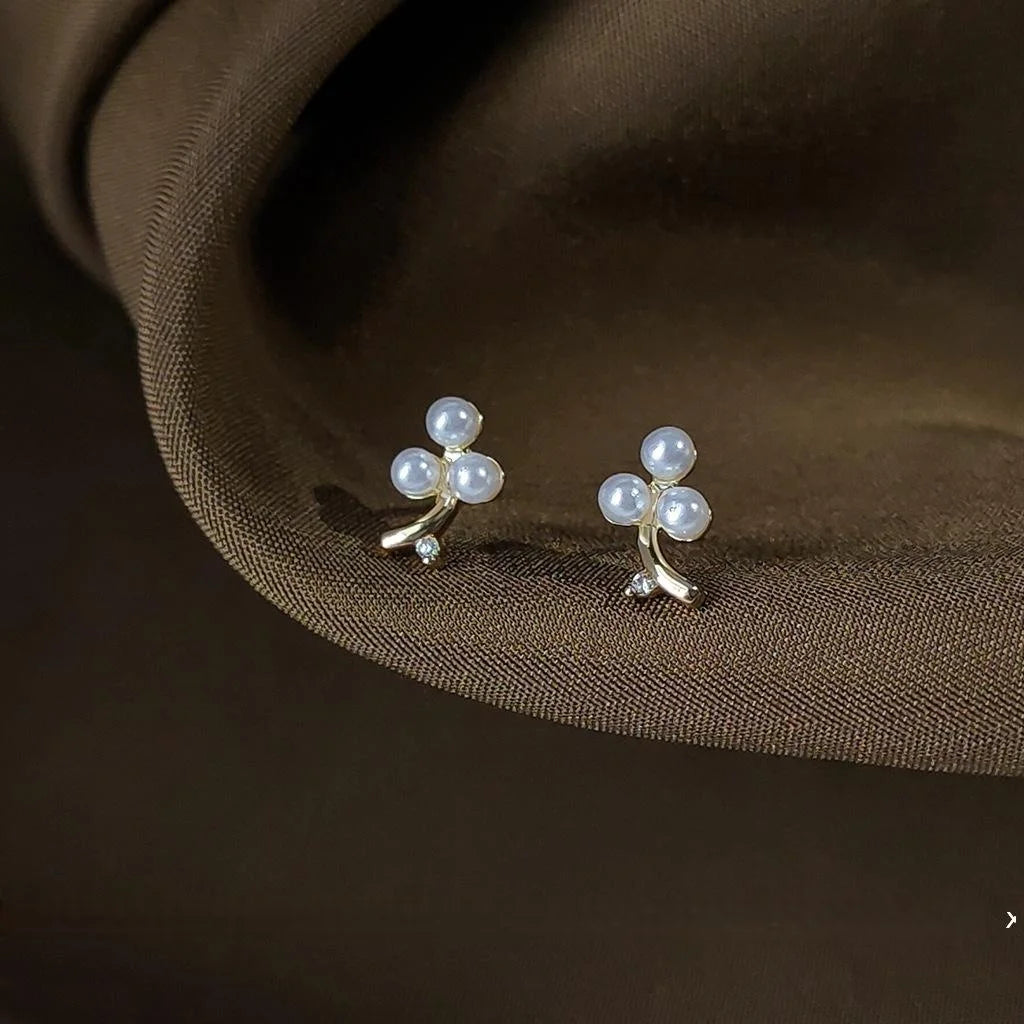 Mini Floral Zircon Micro Pave 14K Plated Eco Copper Stud Earrings For Minimalist Office Style