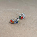 Sweet Cool Candy Color Glass Crystal C-Shaped Hoop Earrings For Women