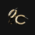 Elegant Chunky Gold Alloy Round Hoop With Spiral Disk Stud & Clip On No Piercing Hong Kong Style Earrings