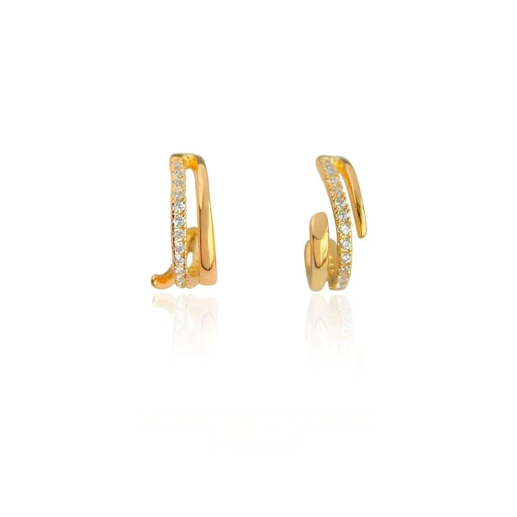Light Luxury Copper Micro Pave Zircon Double Layer C-Shaped Hoop Earrings For Women