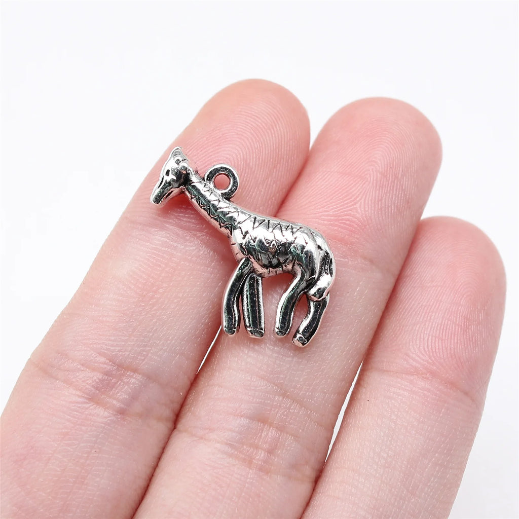 20x23mm 2.8g Antique Silver Zinc Alloy Giraffe Charm Pendant for DIY Necklace Bracelet Jewelry Making