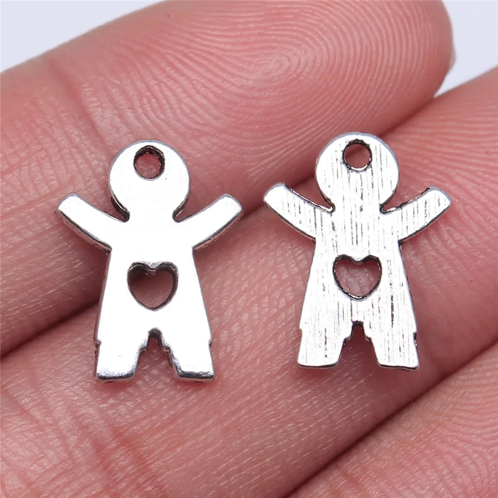 16x12mm 0.8g Antique Silver Zinc Alloy Little Boy Charm Pendant for DIY Necklace Bracelet Making