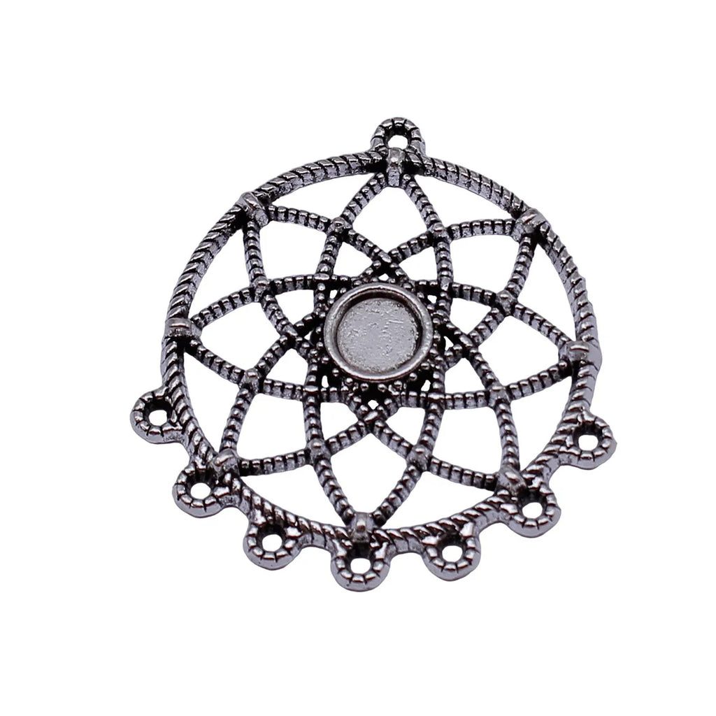 42x39mm 6.1g Antique Silver Zinc Alloy Dreamcatcher Connector Charm for DIY Earring Jewelry Making