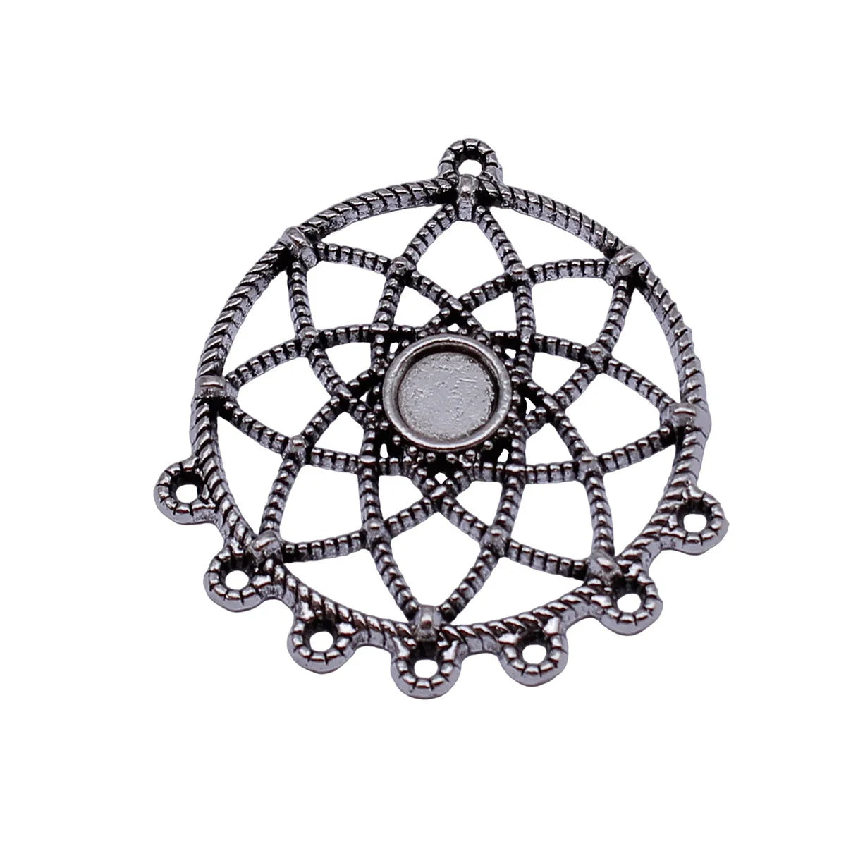 42x39mm 6.1g Antique Silver Zinc Alloy Dreamcatcher Connector Charm for DIY Earring Jewelry Making