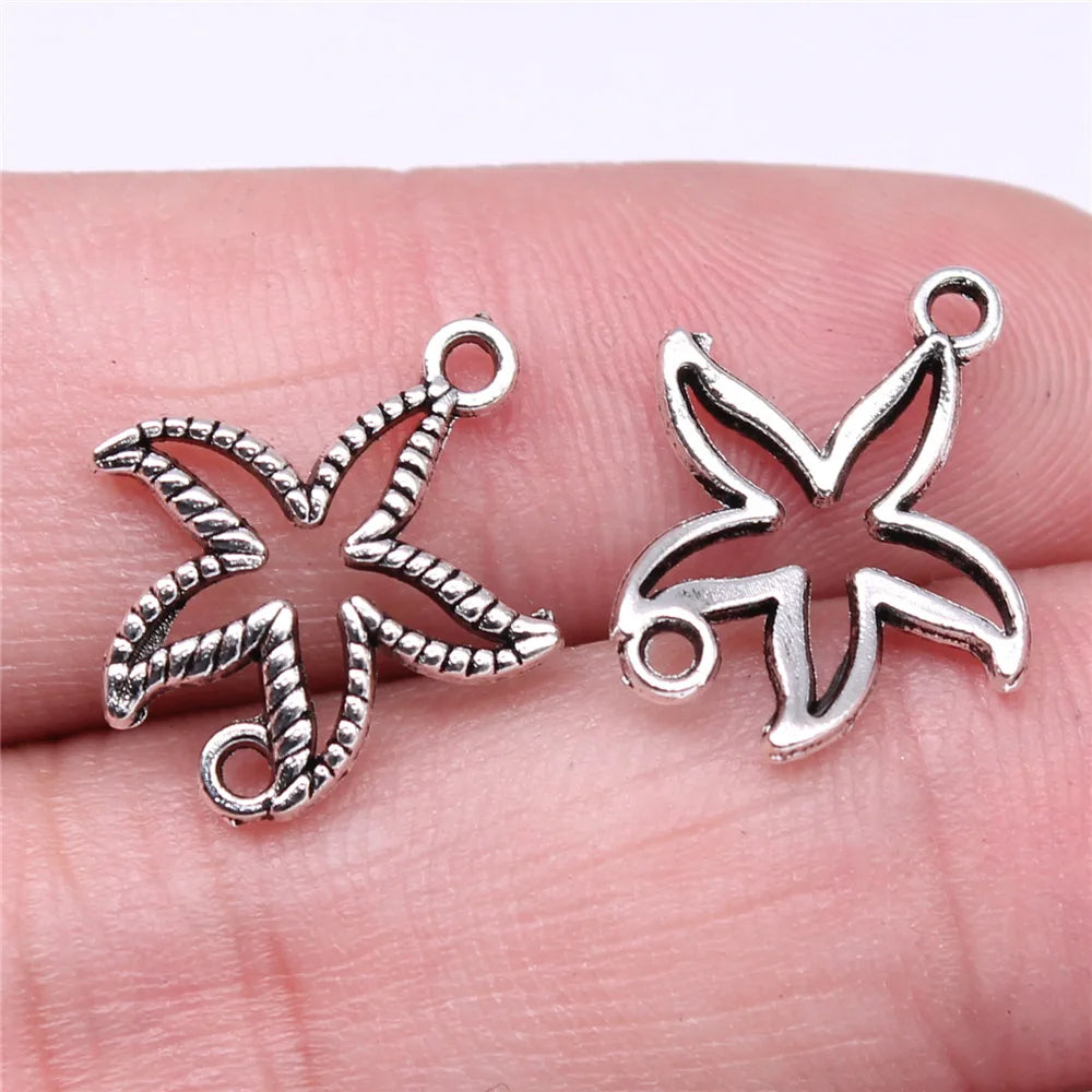 19x16mm 0.8g Antique Silver Zinc Alloy Starfish Connector Charm for DIY Necklace Bracelet Jewelry Making