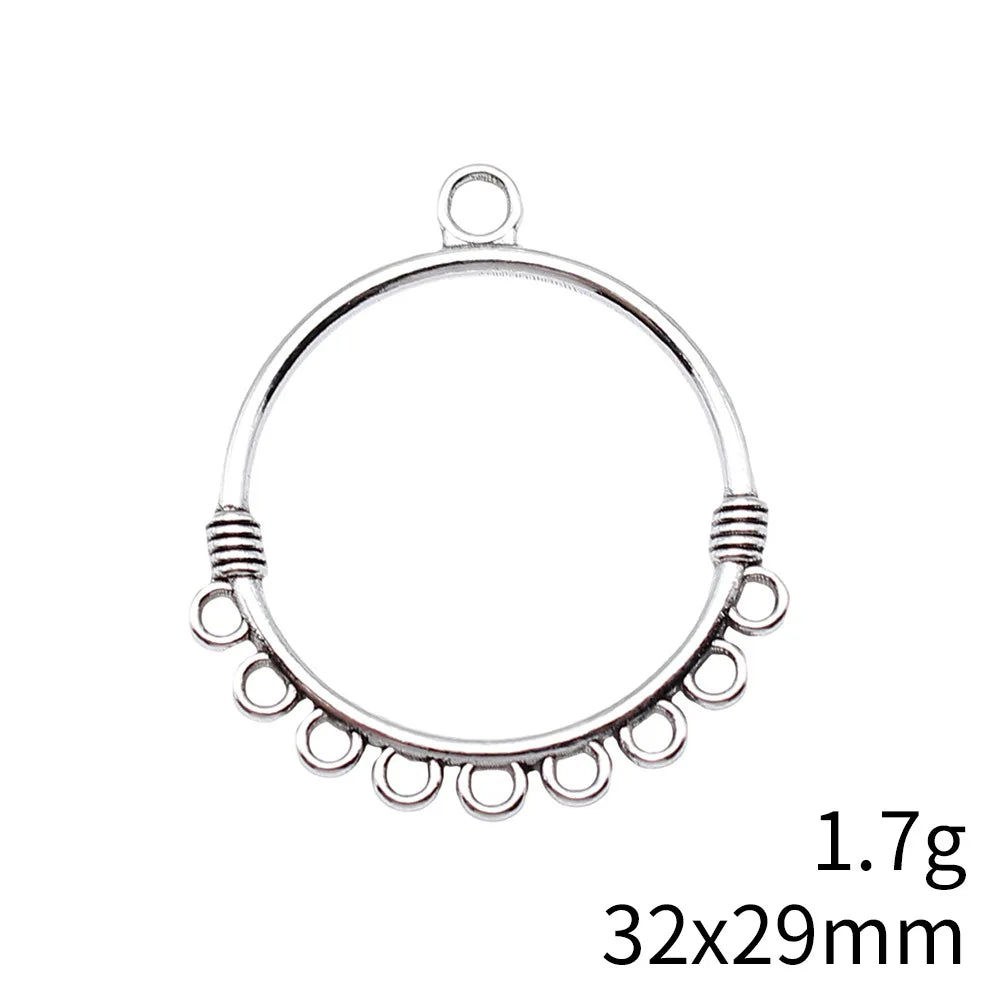 32x29mm 1.7g Multi Color Zinc Alloy Round Multi Hole Earring Connector Charms for DIY Earring Making