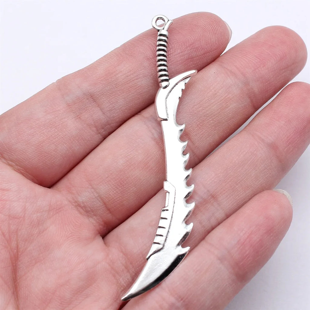 70mm 3.5g Antique Silver Zinc Alloy Sword Weapon Charm Pendant for DIY Cosplay Jewelry Making