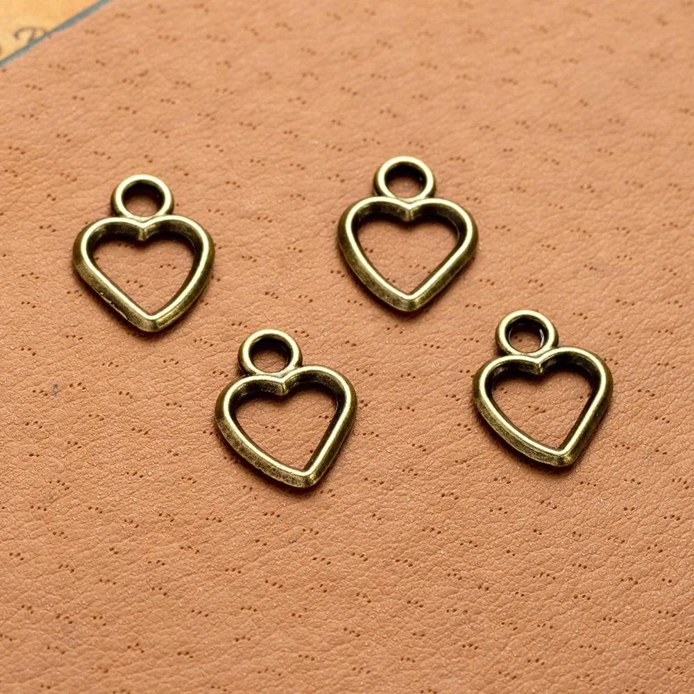 14x11MM Zinc Alloy Heart Hollow Charm Pendant for DIY Necklace Bracelet Jewelry Making