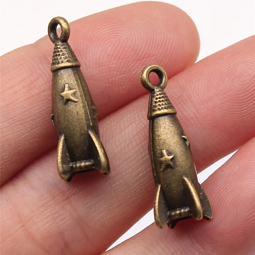 24x9x9mm 3g Multicolor Zinc Alloy Rocket Charm Pendant for DIY Bracelet Necklace Jewelry Making