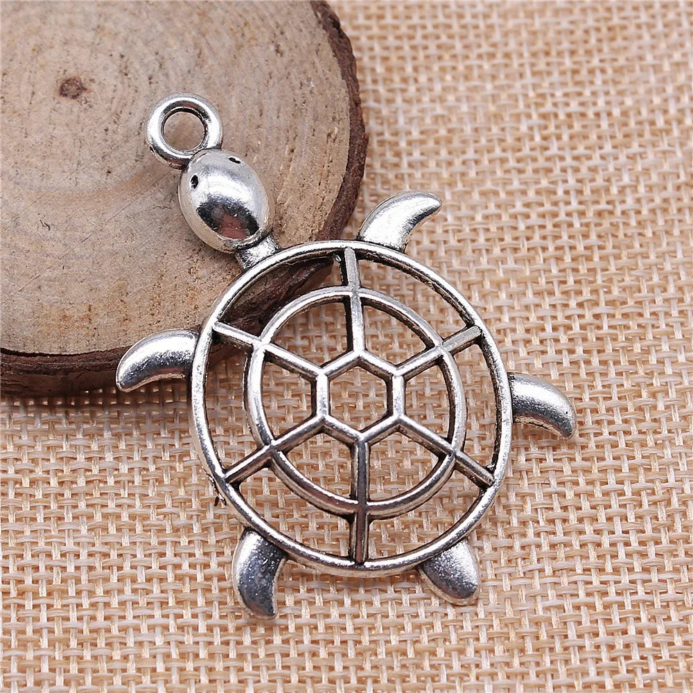 56x37mm 6.1g Antique Silver Zinc Alloy Turtle Charm Pendant for DIY Necklace Bracelet Jewelry Making