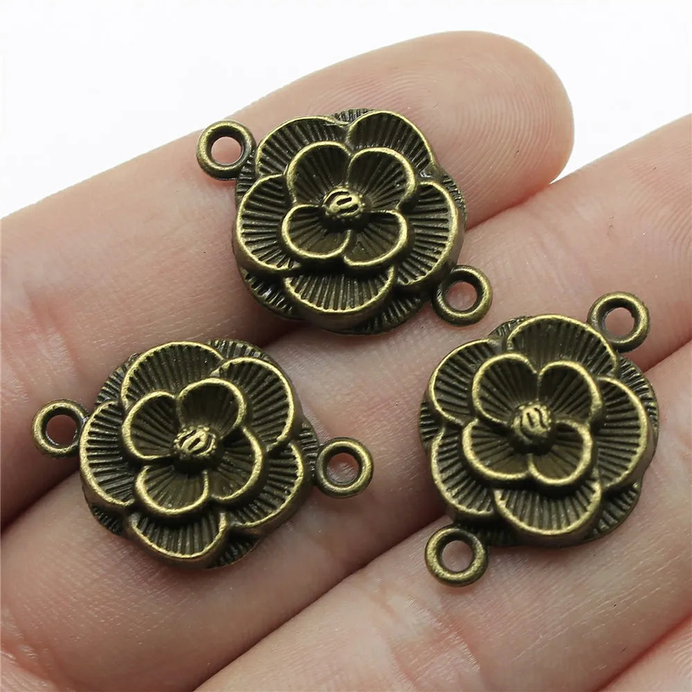 25x17mm 2.1g Multicolor Zinc Alloy Flower Connector Charm for DIY Necklace Bracelet Jewelry Making