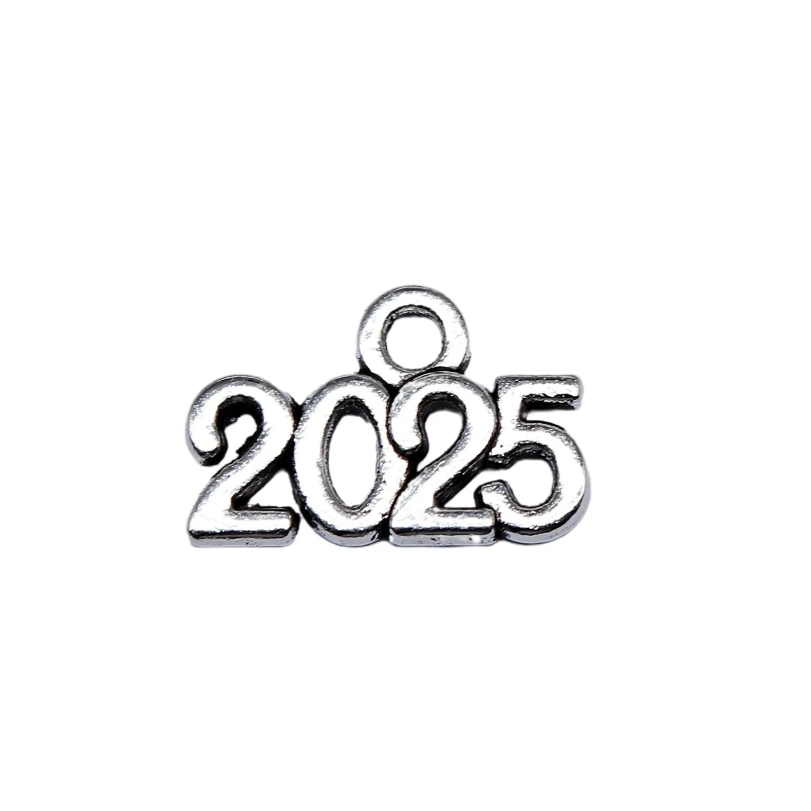 9x14mm 0.5g Antique Silver Tone Zinc Alloy 2025 Year Number Charm Pendant for Graduation Jewelry Making