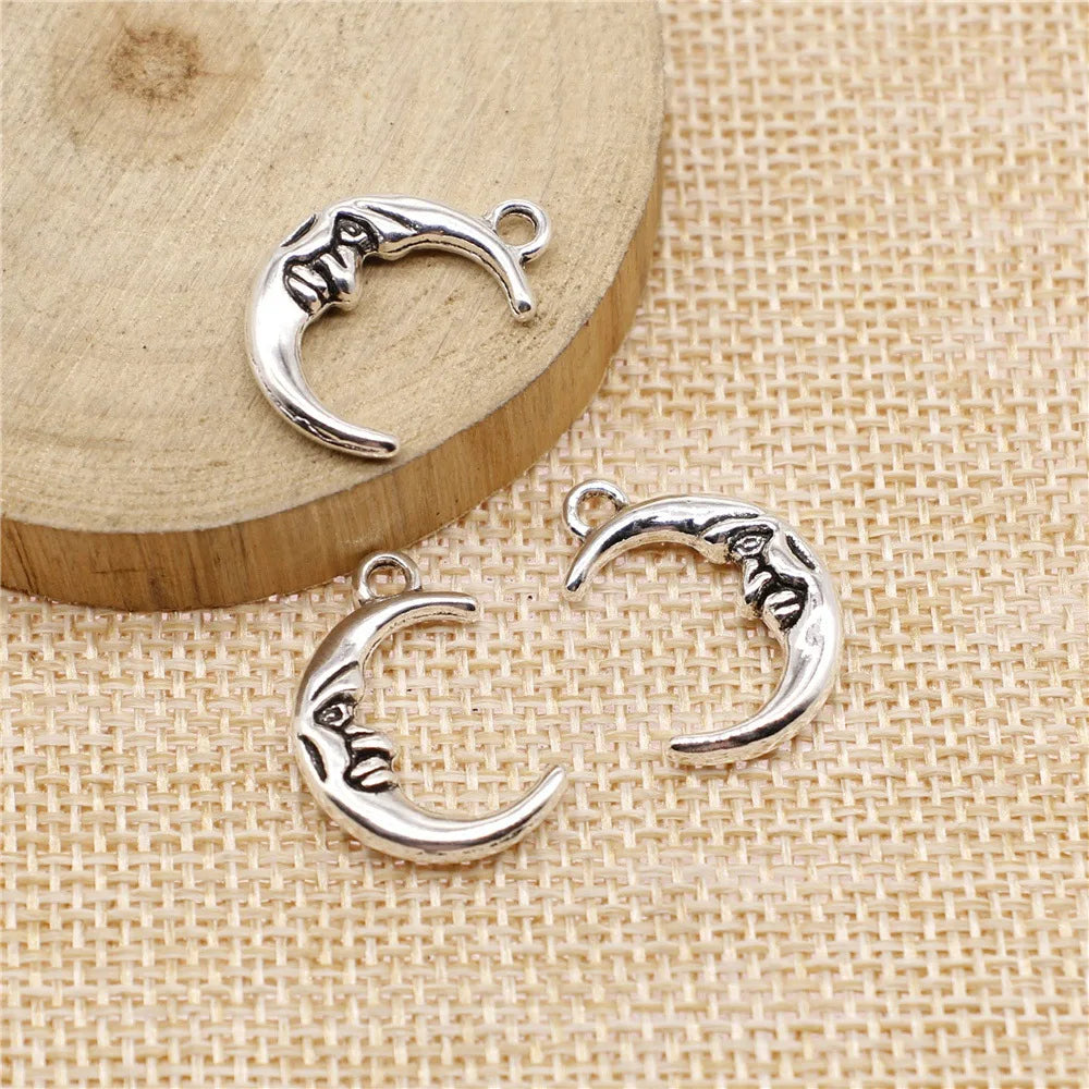 21x15mm 1.8g Multicolor Zinc Alloy Moon Celestial Charm Pendant for DIY Necklace Bracelet Making