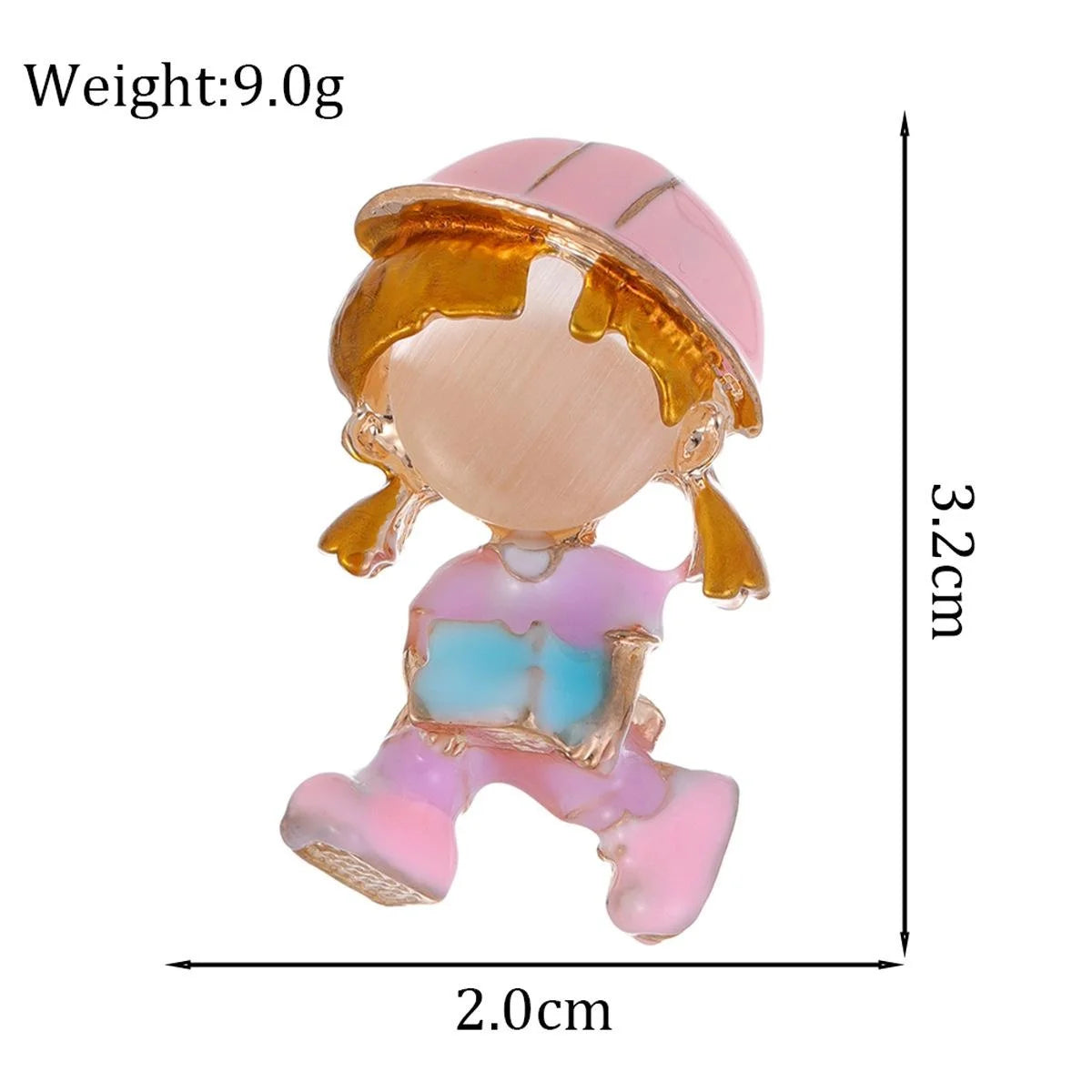 Cute Enamel Little Girl Carrying Bricks Brooch, Gold Tone Alloy Lapel Pin Corsage Suit Accessory Gift