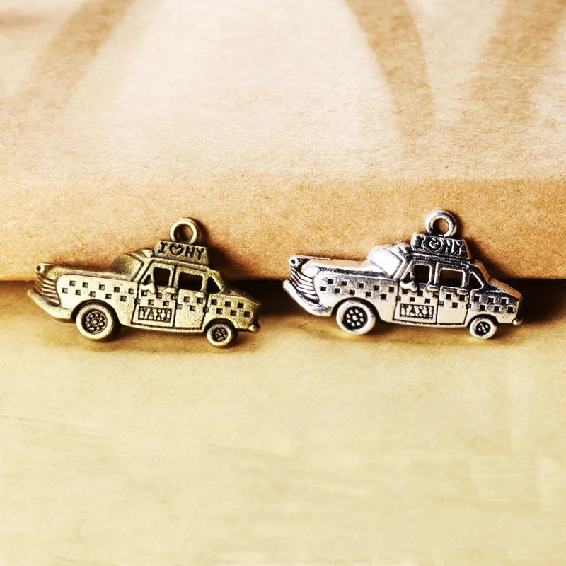 33x17MM Antique Silver Zinc Alloy Taxi Charm Pendant for DIY Necklace Bracelet Jewelry Making