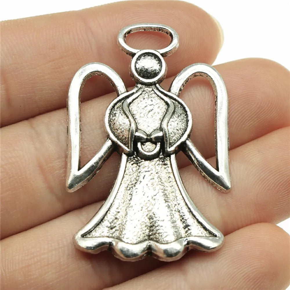 45x29mm 6.9g Multi Color Zinc Alloy Angel Figure Charm Pendant for DIY Jewelry and Craft Making