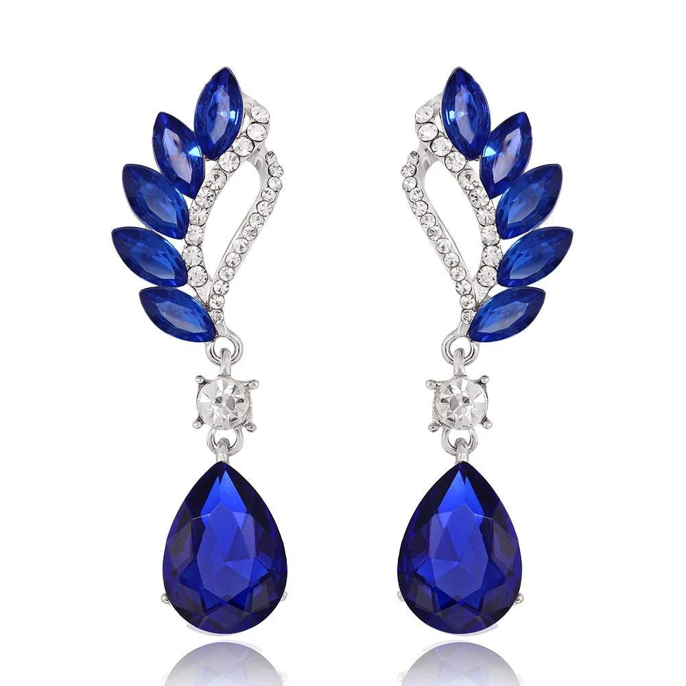 Elegant Wing Crystal Rhinestone Drop Earrings With Teardrop Tassel Dangle For Wedding Party Gift