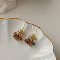 Handmade Colorful Glass Copper Drop Earrings Ethnic Geometric Ring Line Vacation Style