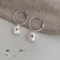French Style Glass Liuli Flower Stud Earrings, Silver Plated Copper Summer Jewelry