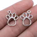19x14mm 0.6g Antique Silver Tone Zinc Alloy Dog Paw Charm Pendant for DIY Pet Necklace Bracelet Making