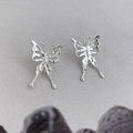 Sweet Cool Silver Tone Copper Liquid Butterfly Hollow Wing Drop Earrings For Women