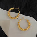 14K Gold Plated Eco Copper Lace Round Geometric Hoop Earrings For Chic Commuter Style