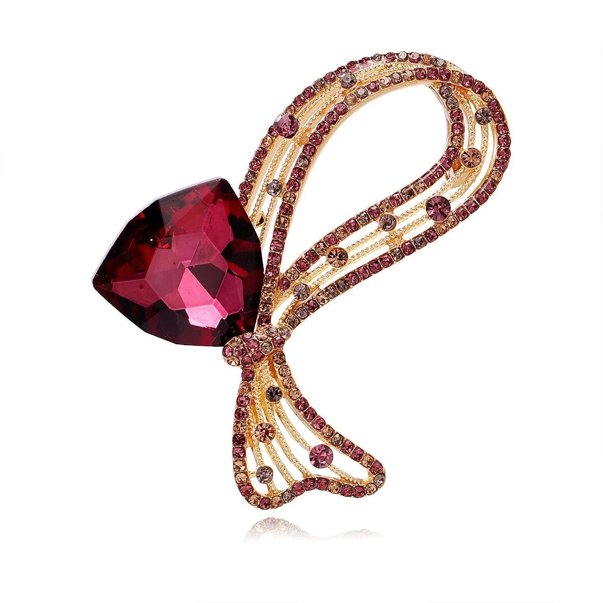 Luxury Crystal Butterfly Bow Brooch With Rhinestone Alloy Design, Elegant Lapel Pin Corsage Suit Accessory Gift