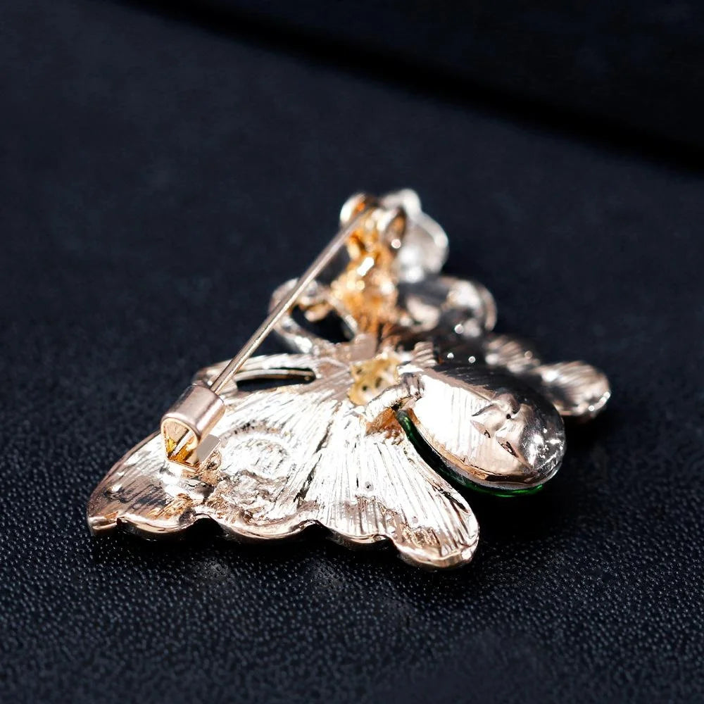 Luxury Enamel Butterfly Brooch With Rhinestone Zircon Accents, Elegant Women's Lapel Pin Corsage Gift