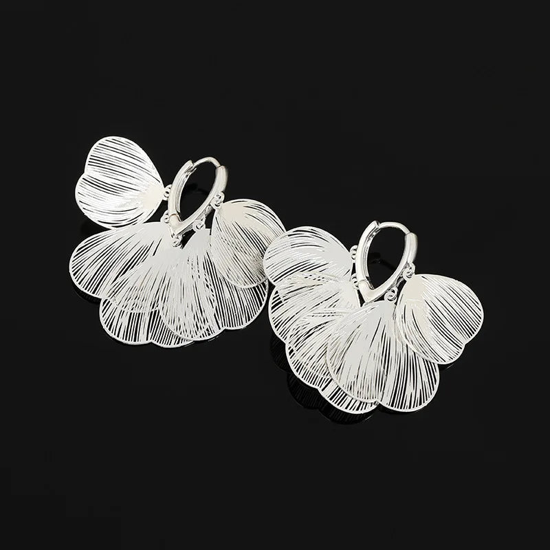 Elegant Silver Alloy Butterfly Wing Tassel Stud & Clip On No Piercing Heart Screw Back Earrings