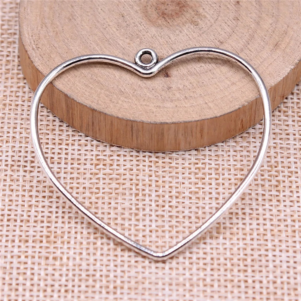 49x47mm 2.7g Antique Silver Zinc Alloy Hollow Heart Charm Pendant for DIY Necklace Bracelet Making