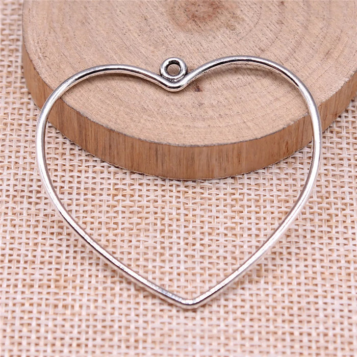 49x47mm 2.7g Antique Silver Zinc Alloy Hollow Heart Charm Pendant for DIY Necklace Bracelet Making