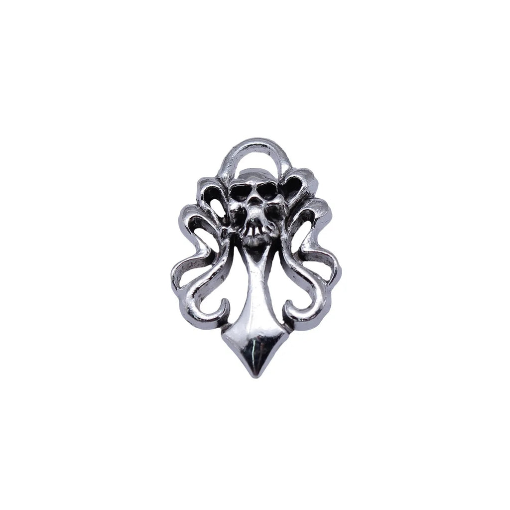 26x17mm 2.4g Antique Silver Zinc Alloy Skull Charm Pendant for Punk Hip Hop Jewelry Making