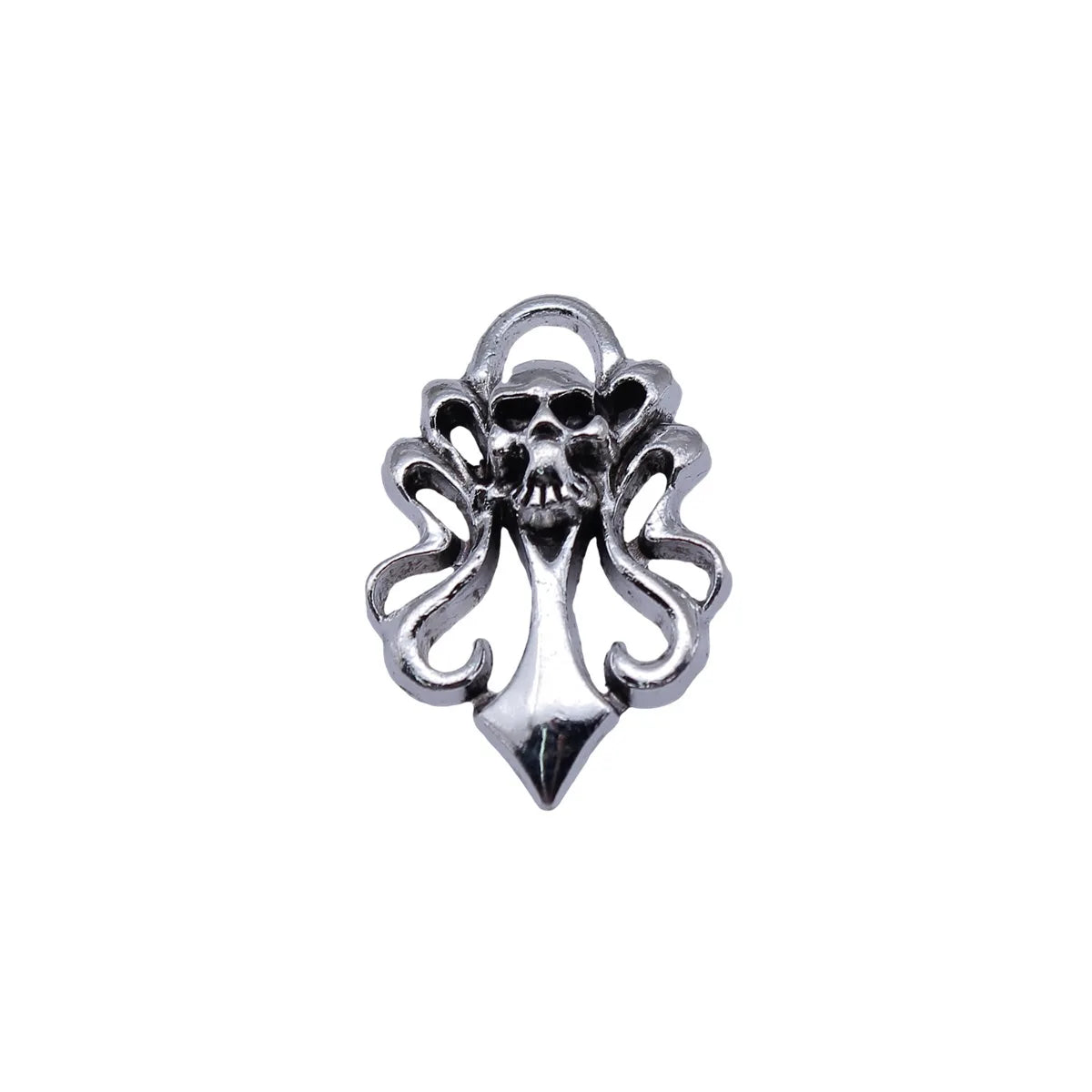 26x17mm 2.4g Antique Silver Zinc Alloy Skull Charm Pendant for Punk Hip Hop Jewelry Making