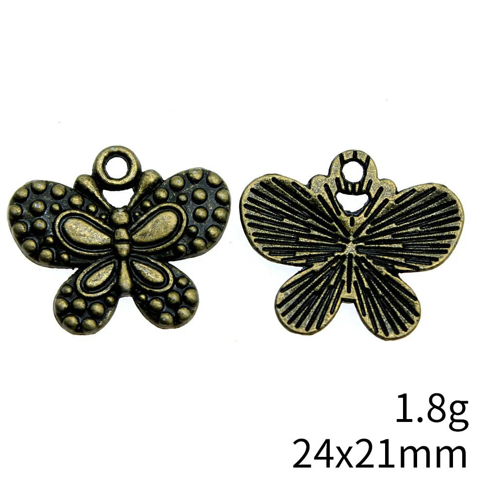 24x21mm 1.8g Antique Bronze Zinc Alloy Butterfly Charm Pendant for DIY Necklace Bracelet Making