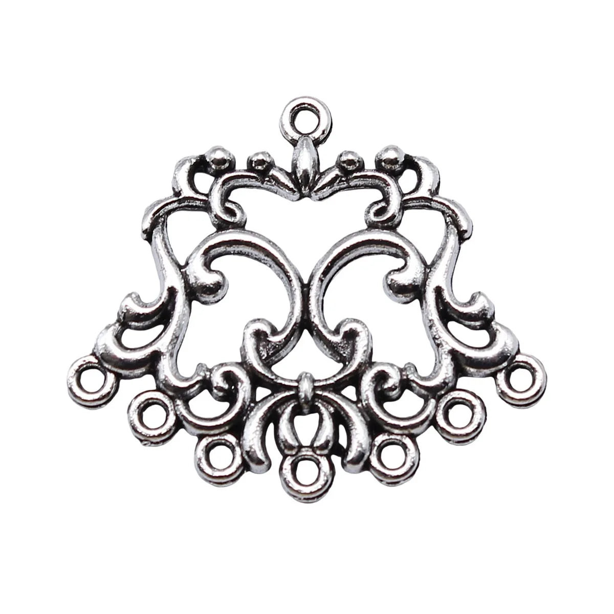 26x30mm 2.8g Antique Silver Zinc Alloy Geometric Flower Earring Connector Charms for DIY Earrings