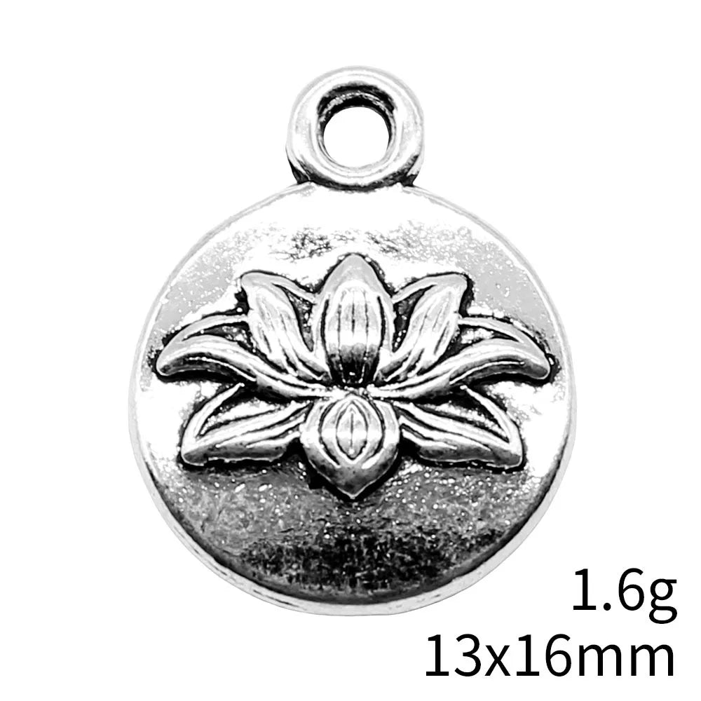 13x16mm 1.6g Antique Silver Zinc Alloy Lotus Charm Pendant for DIY Clothing and Jewelry Accessories