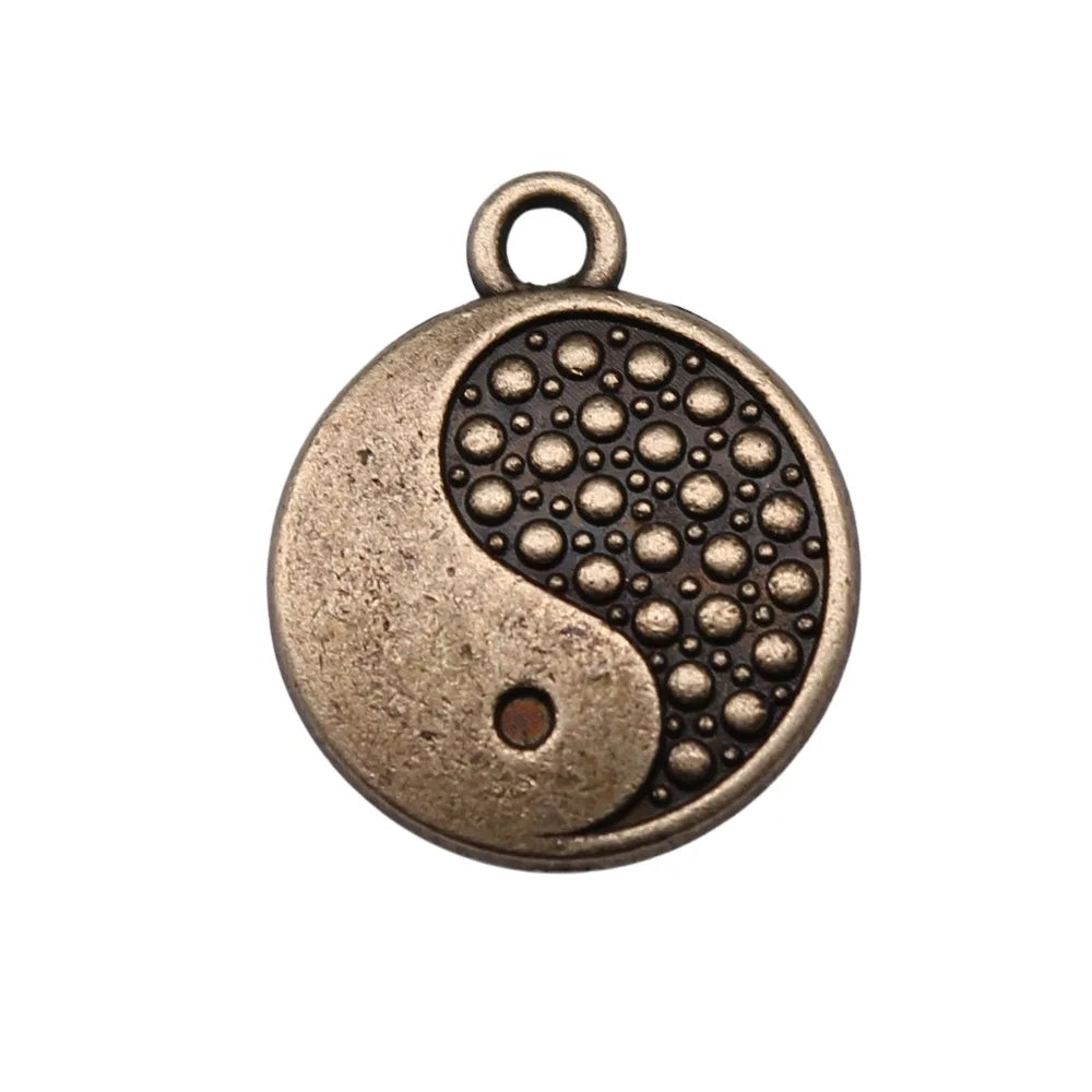 18x15mm 2.21g Antique Bronze Zinc Alloy Tai Chi Charm Pendant for DIY Necklace Bracelet Jewelry Making