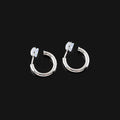 Elegant Gold Alloy Small Hoop With Round Crystal Stud & Clip On No Piercing Commuter Minimalist Earrings