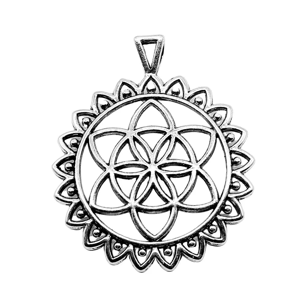 49x41mm 7.5g Antique silver tone zinc alloy hollow Flower charm pendant for DIY necklace earring making