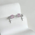 Original Design Planet Star Pink Zircon Copper Stud Earrings
