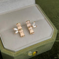New Chinese Style Glass Cat Eye Stone Bamboo Leaf Stud Earrings Copper Micro Pave Zircon Luxury Jewelry