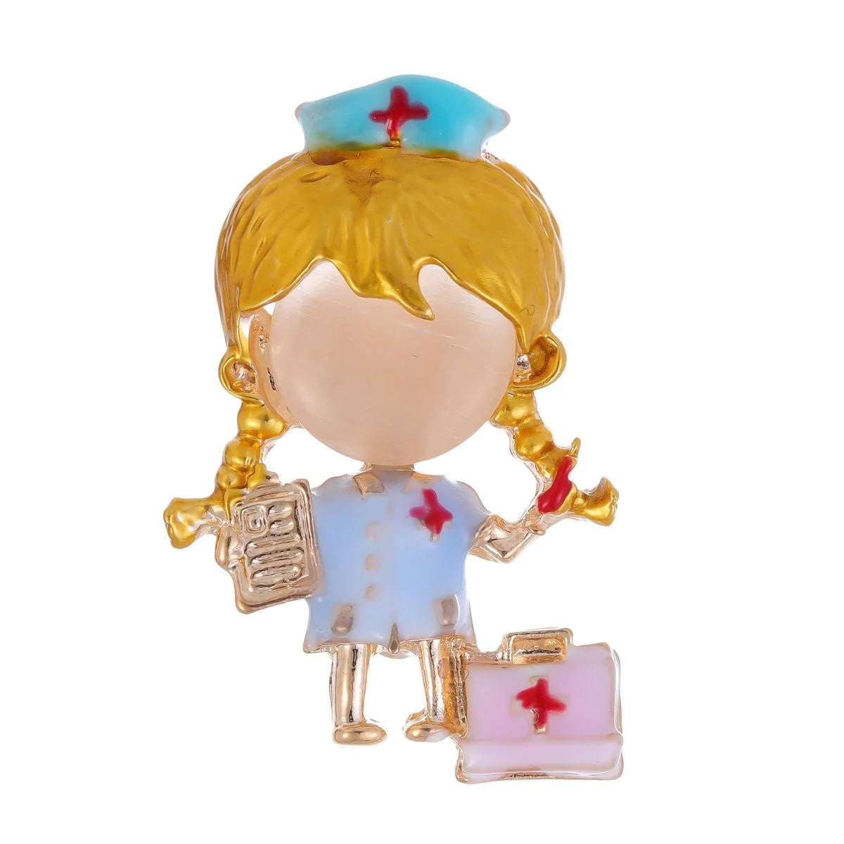 Cute Enamel Female Doctor Nurse Brooch Alloy Cartoon Medical Lapel Pin Corsage For Coat Suit Gift