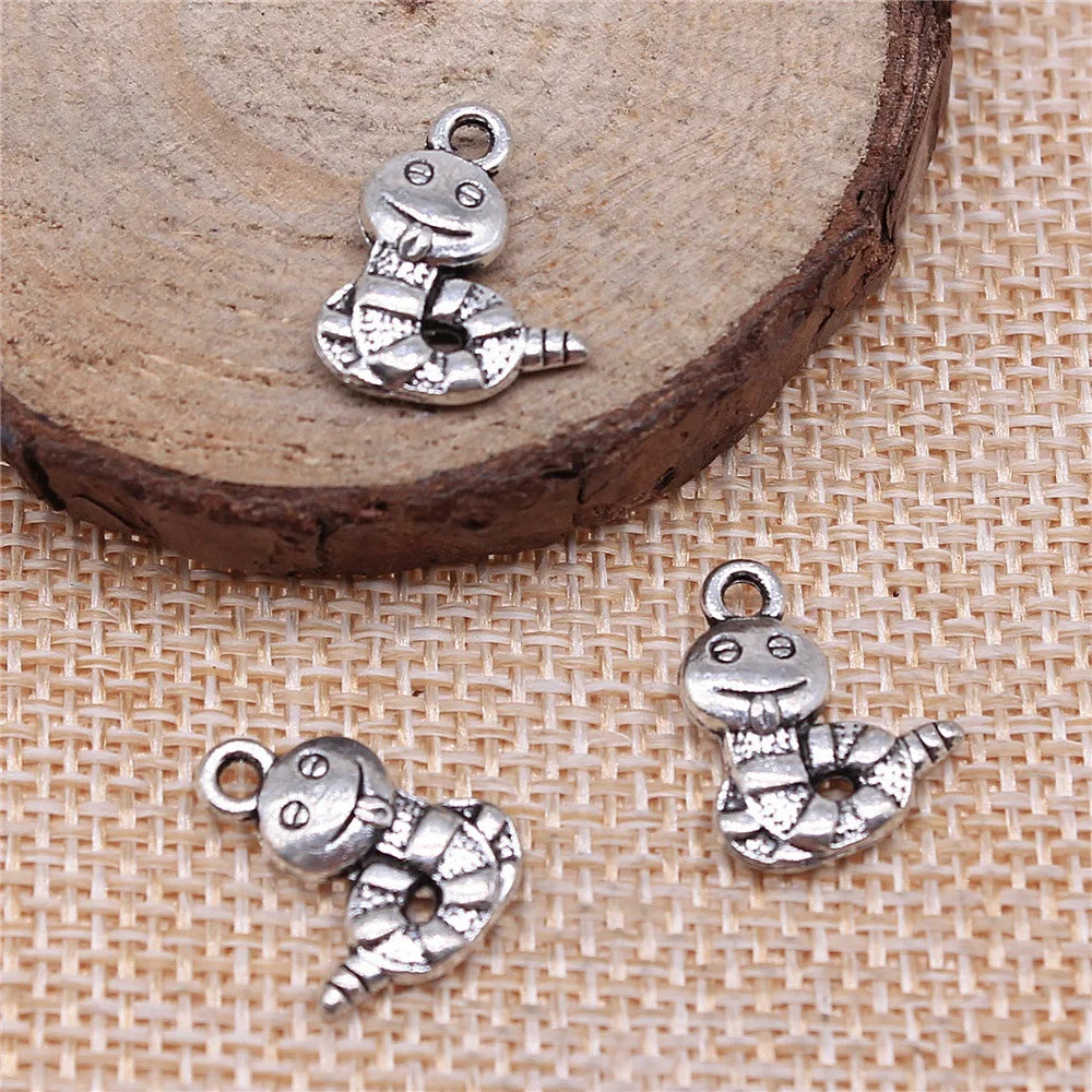 16x12mm 1.1g Multicolor Zinc Alloy Snake Charm Pendant for DIY Necklace Bracelet Making