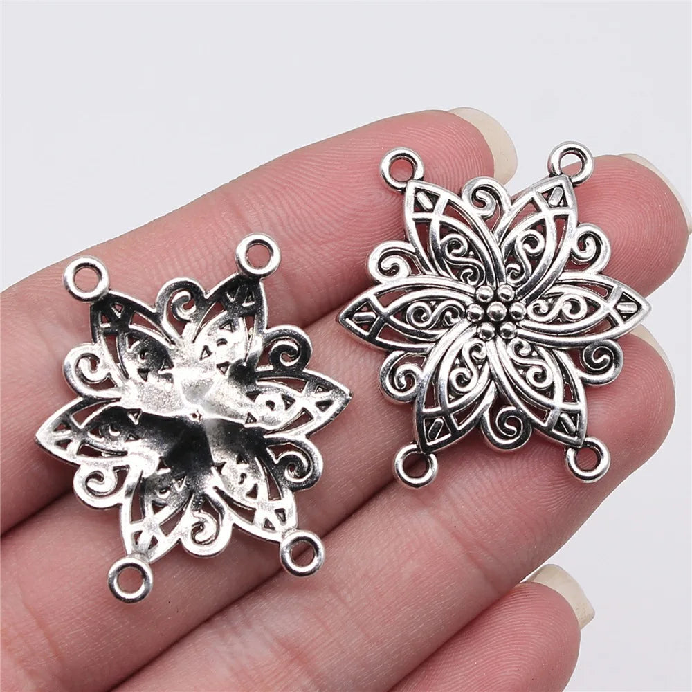 33x31mm 4.6g Multicolor Zinc Alloy Flower Four Hole Body Chain Connector Charm for DIY Body Jewelry