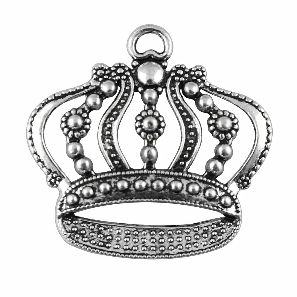 42x41mm 6.7g Antique Silver Zinc Alloy Large Crown Charm Pendant for DIY Necklace Bracelet Making
