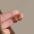 Maillard Vintage Geometric Ring Stud Earrings With Gradient Resin And Copper
