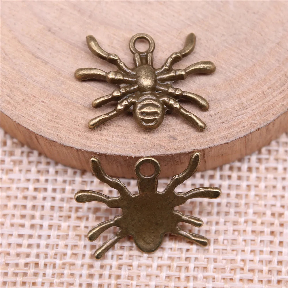 14x19mm 1.4g Antique Silver Zinc Alloy Spider Charm Pendant for DIY Necklace Bracelet Jewelry Making
